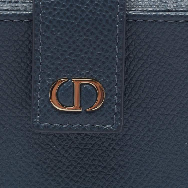 Pre Owned Dior Blue Leather 30 Montaigne 5 Gusset Card Holder