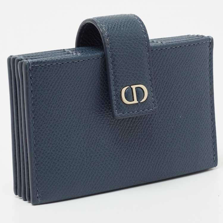 Pre Owned Dior Blue Leather 30 Montaigne 5 Gusset Card Holder