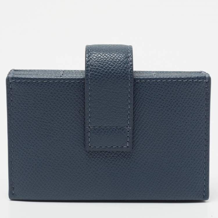 Pre Owned Dior Blue Leather 30 Montaigne 5 Gusset Card Holder