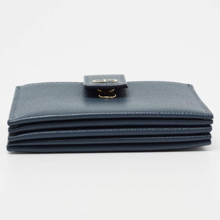 Pre Owned Dior Blue Leather 30 Montaigne 5 Gusset Card Holder