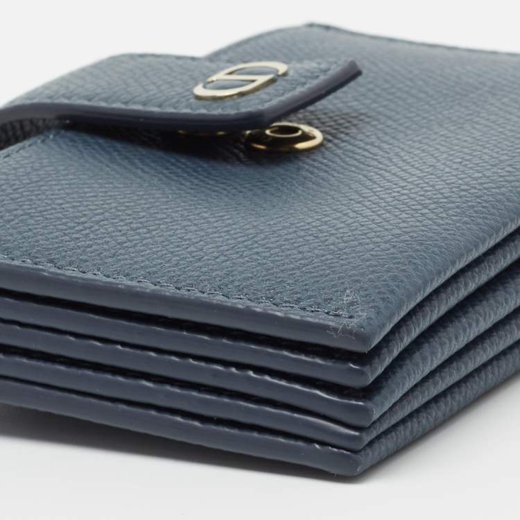 Pre Owned Dior Blue Leather 30 Montaigne 5 Gusset Card Holder