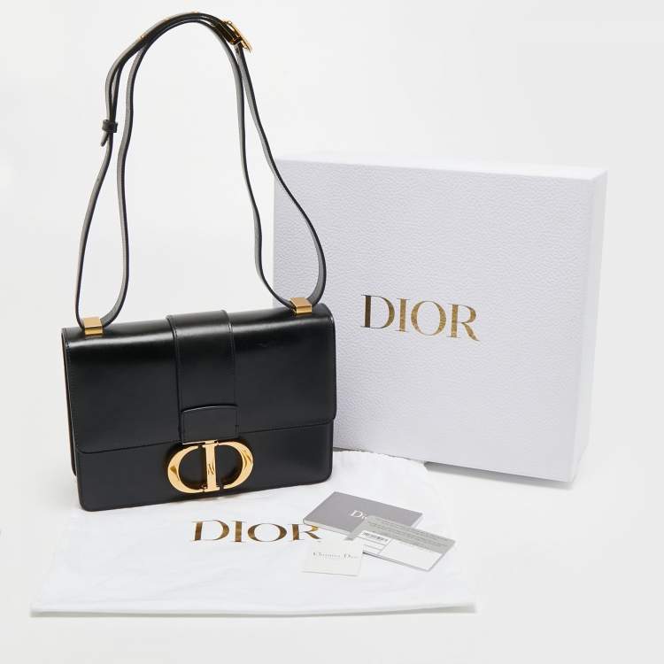 Pre Owned Dior Black Leather 30 Montaigne Shoulder Bag