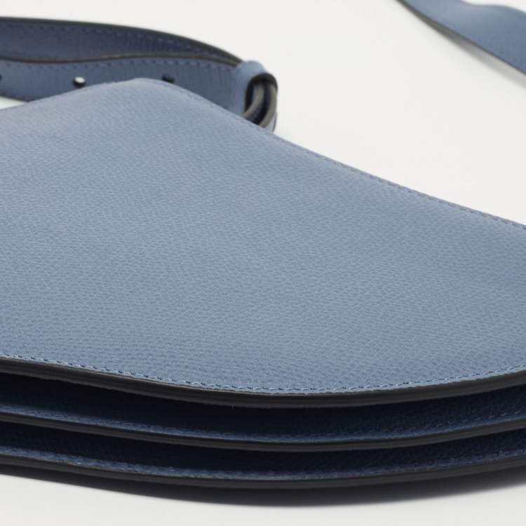 Pre Owned Dior Blue Leather Saddle Triple Zip Crossbody Bag