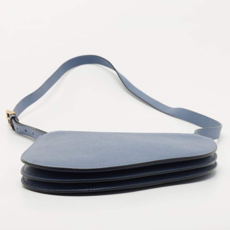 Pre Owned Dior Blue Leather Saddle Triple Zip Crossbody Bag