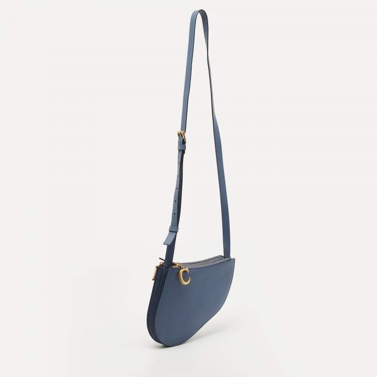 Pre Owned Dior Blue Leather Saddle Triple Zip Crossbody Bag