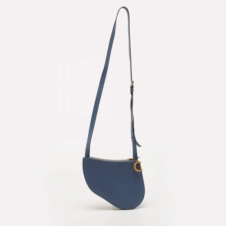 Pre Owned Dior Blue Leather Saddle Triple Zip Crossbody Bag