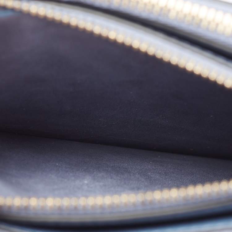 Pre Owned Dior Blue Leather Saddle Triple Zip Crossbody Bag