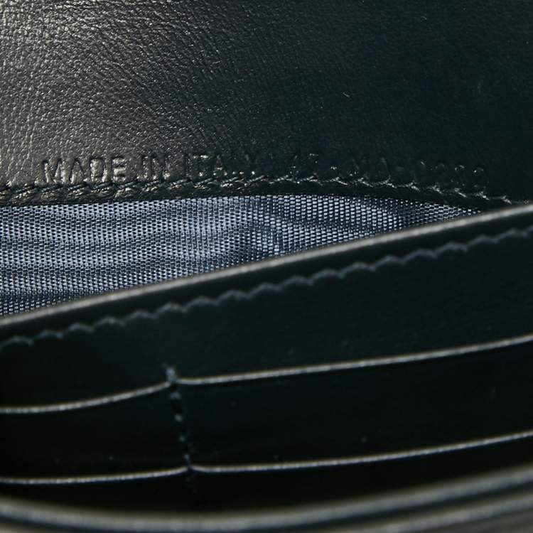 Pre Owned Dior Navy Blue Oblique Canvas and Leather Saddle Wallet On Chain