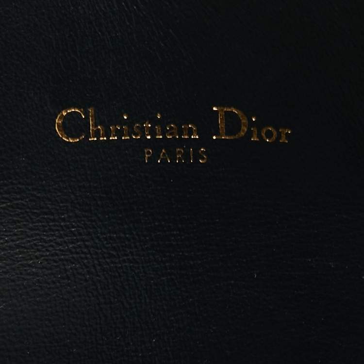 Pre Owned Dior Navy Blue Oblique Canvas and Leather Saddle Wallet On Chain
