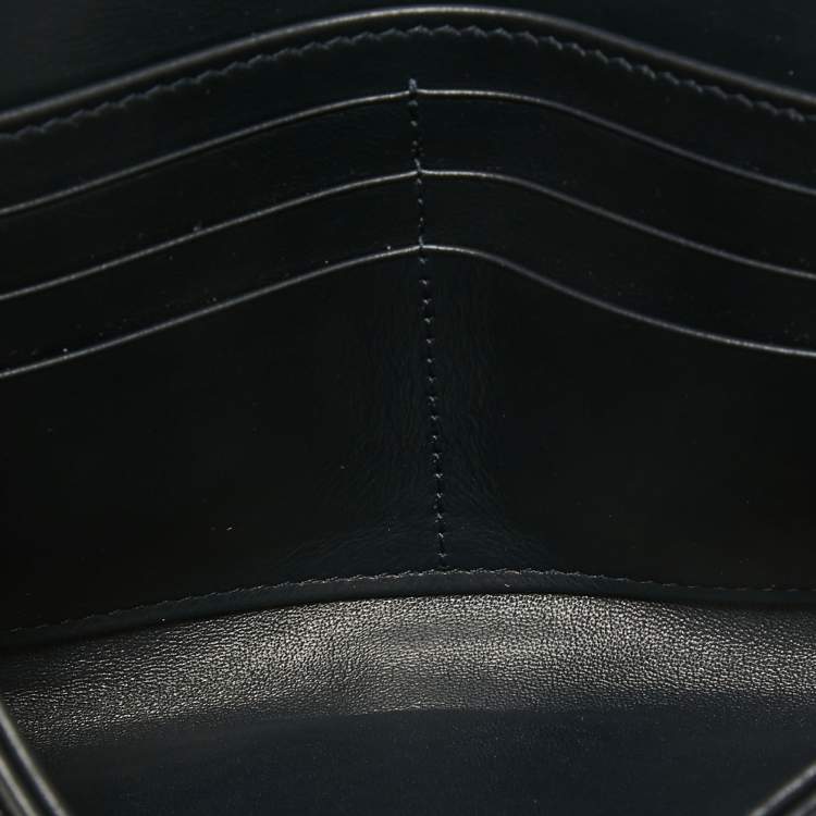 Pre Owned Dior Navy Blue Oblique Canvas and Leather Saddle Wallet On Chain