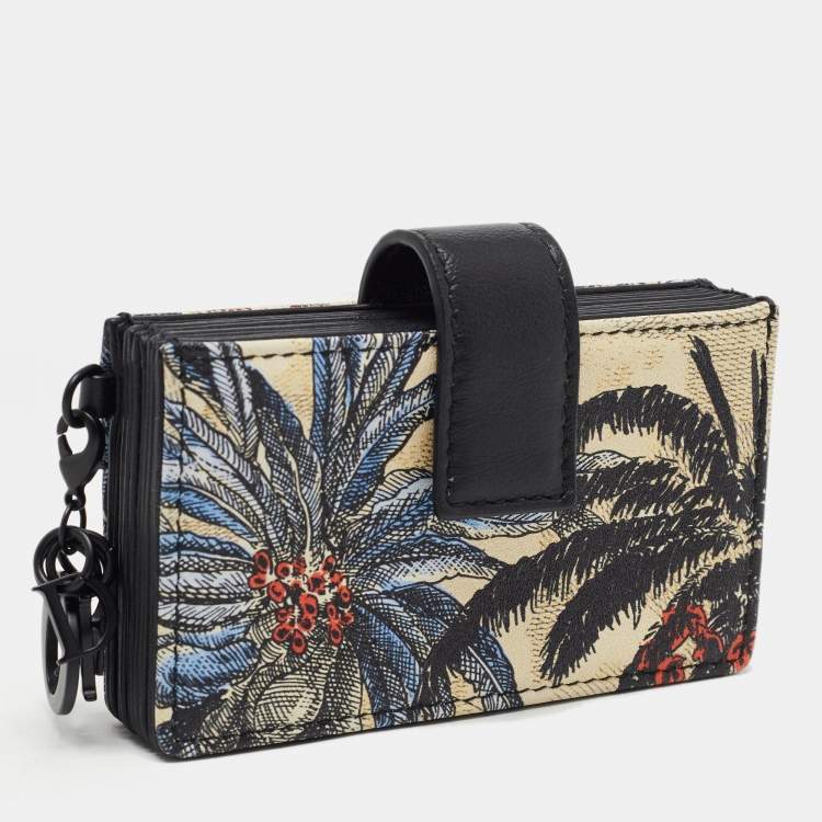 Pre Owned Dior Multicolor Toile de Jouy Leather Lady Dior 5 Gusset Card Holder