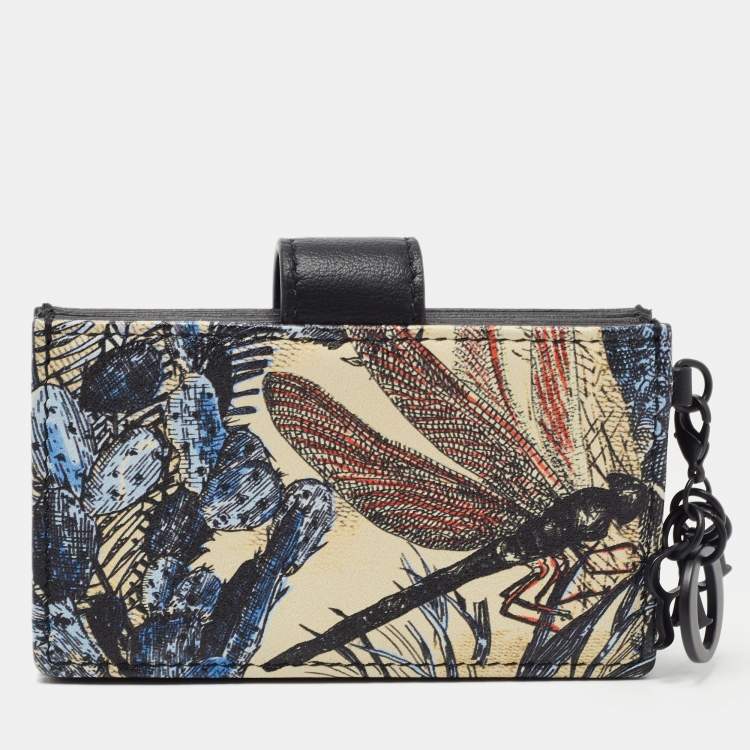 Pre Owned Dior Multicolor Toile de Jouy Leather Lady Dior 5 Gusset Card Holder