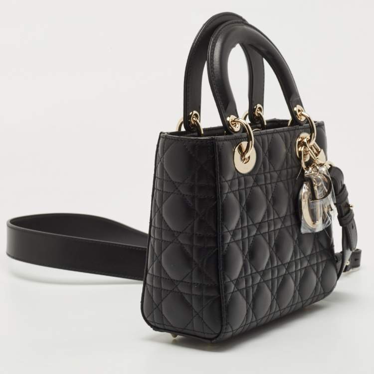Pre Owned Dior Black Cannage Leather Small My ABCDior Lady Dior Tote