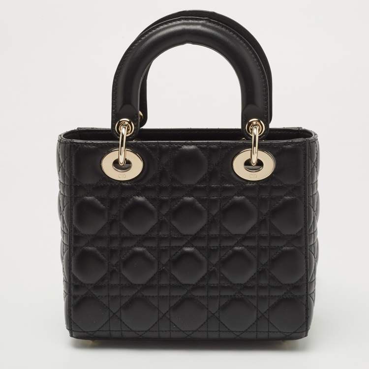 Pre Owned Dior Black Cannage Leather Small My ABCDior Lady Dior Tote