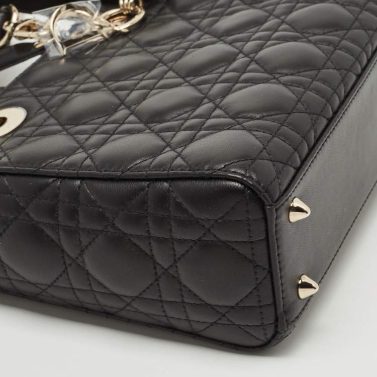 Pre Owned Dior Black Cannage Leather Small My ABCDior Lady Dior Tote