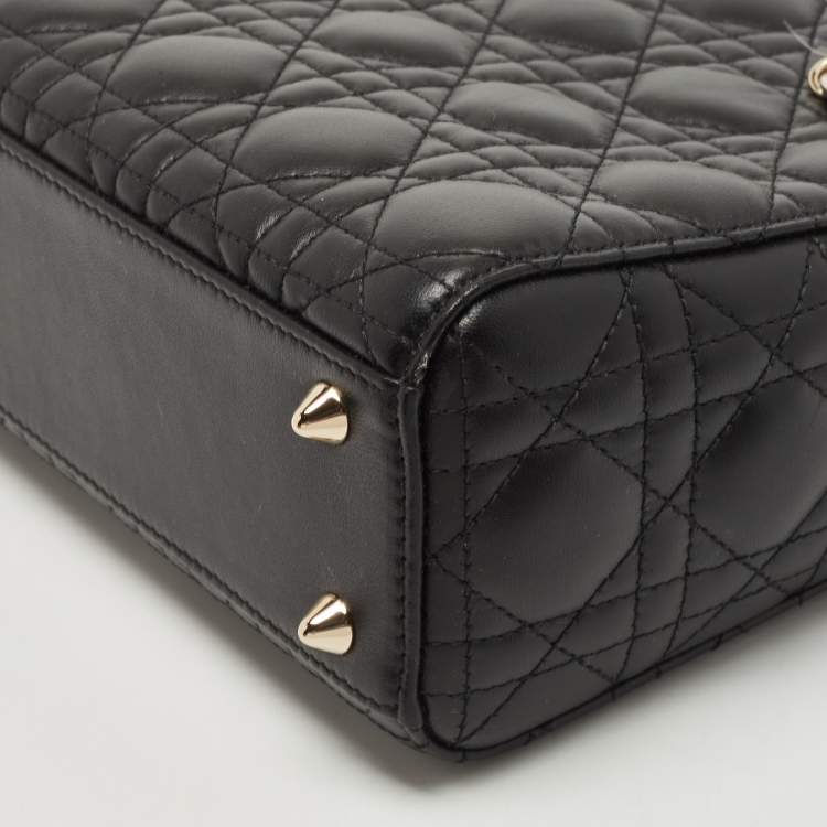 Pre Owned Dior Black Cannage Leather Small My ABCDior Lady Dior Tote