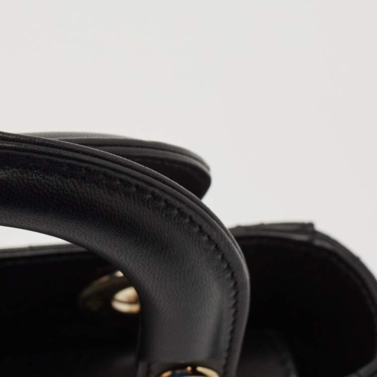Pre Owned Dior Black Cannage Leather Small My ABCDior Lady Dior Tote