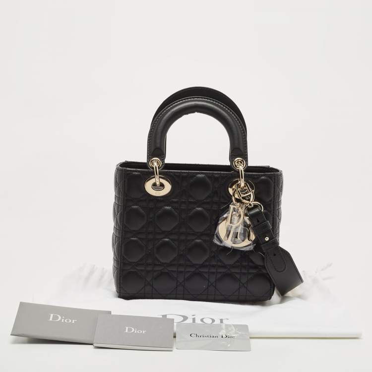 Pre Owned Dior Black Cannage Leather Small My ABCDior Lady Dior Tote