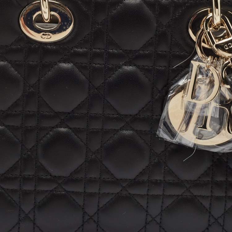 Pre Owned Dior Black Cannage Leather Small My ABCDior Lady Dior Tote