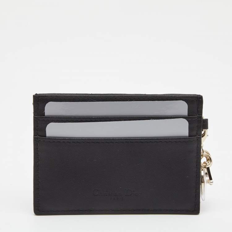 Pre Owned Dior Black Cannage Leather Lady Dior Card Holder