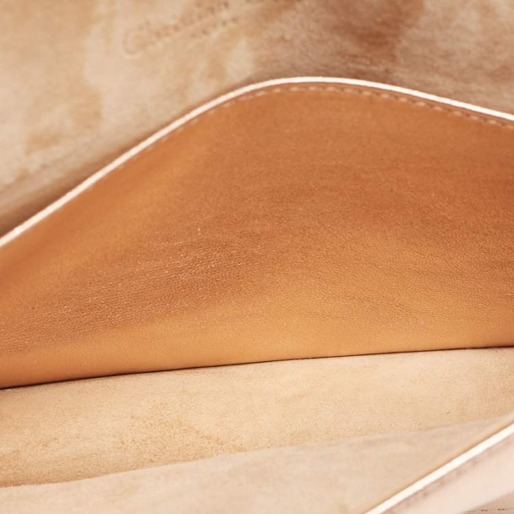 Pre Owned Dior Rose Gold Cannage Leather Lady Dior Pouch 