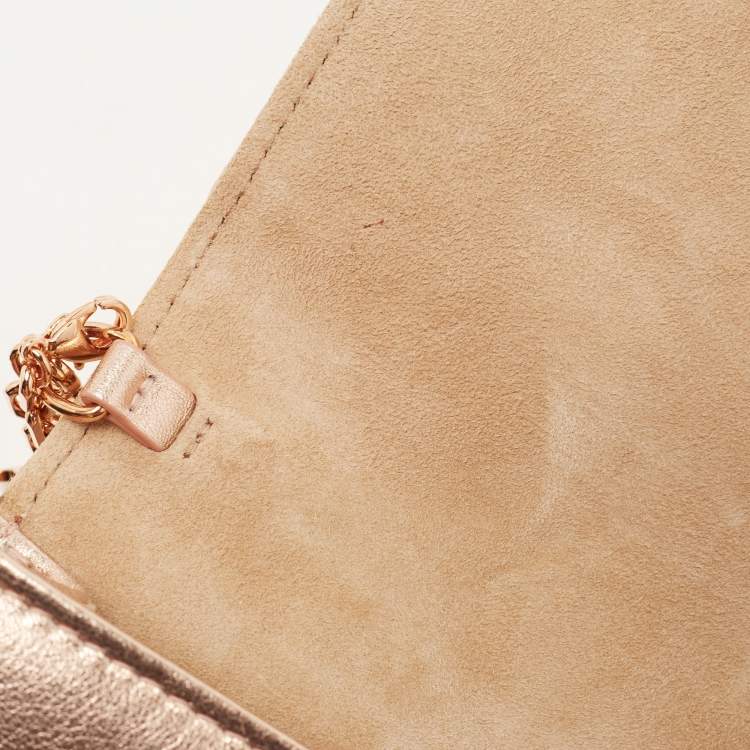 Pre Owned Dior Rose Gold Cannage Leather Lady Dior Pouch 