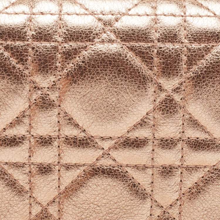 Pre Owned Dior Rose Gold Cannage Leather Lady Dior Pouch 