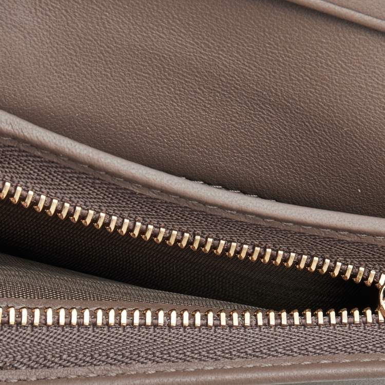 Pre Owned Dior Beige Leather Mini Lady Dior Wallet