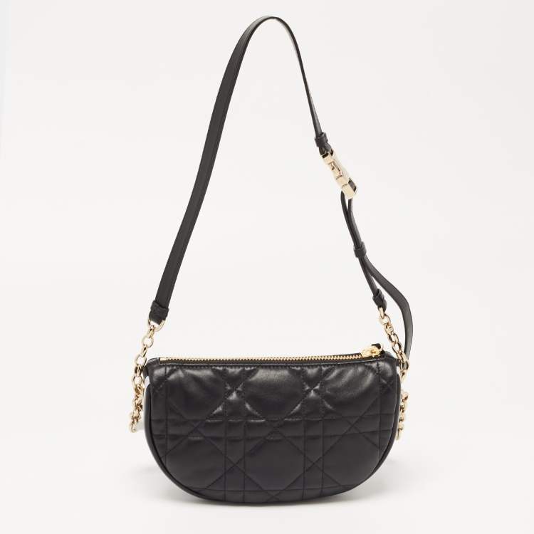 Pre Owned Dior Black Cannage Leather Small Vibe Hobo