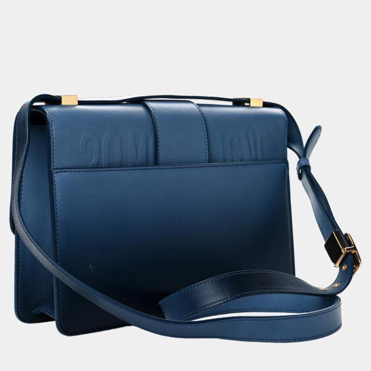 Christian Dior Grey Blue Calfskin 30 Montaigne Bag Gold Hardware