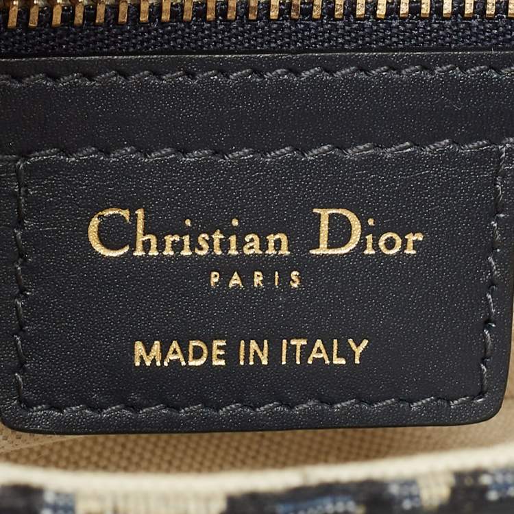 Pre Owned Dior Blue Oblique Canvas and Leather Saddle Bag