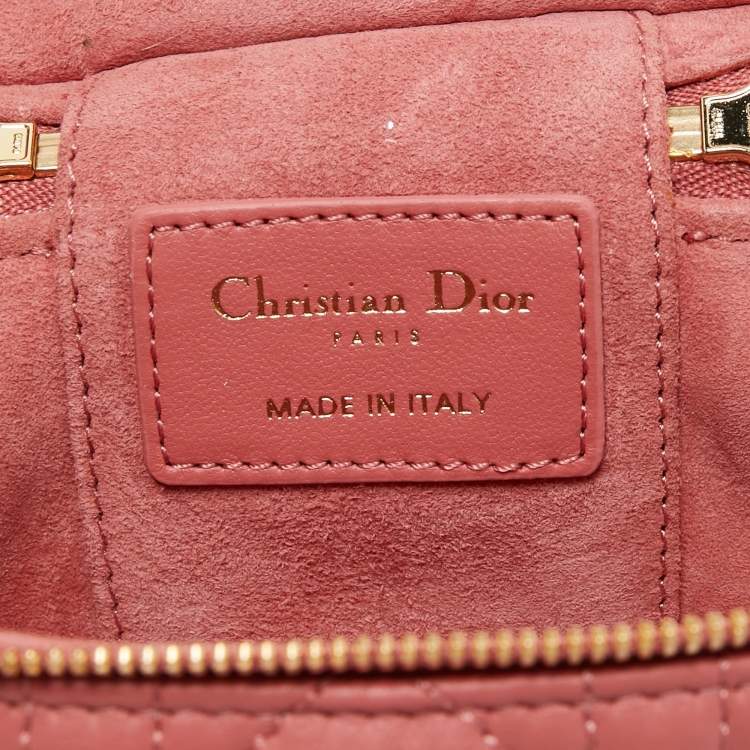 Pre Owned Dior Pink Cannage Leather Lady Dior Micro Vanity Case
