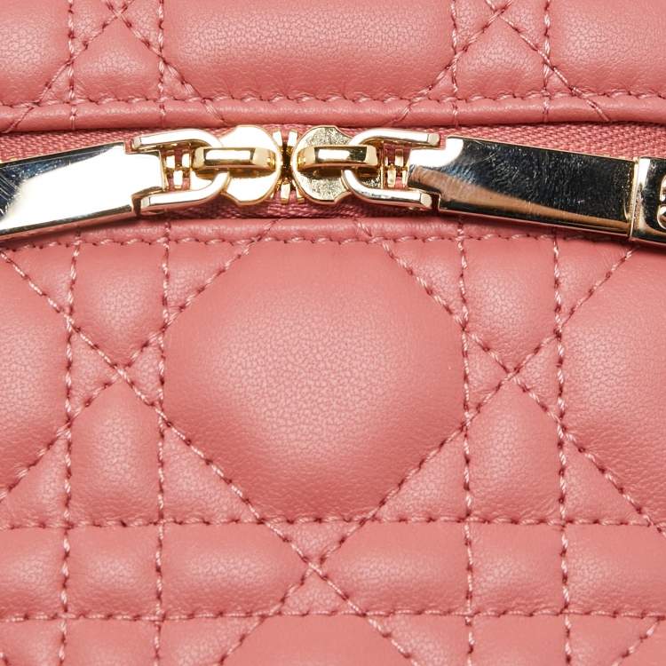 Pre Owned Dior Pink Cannage Leather Lady Dior Micro Vanity Case