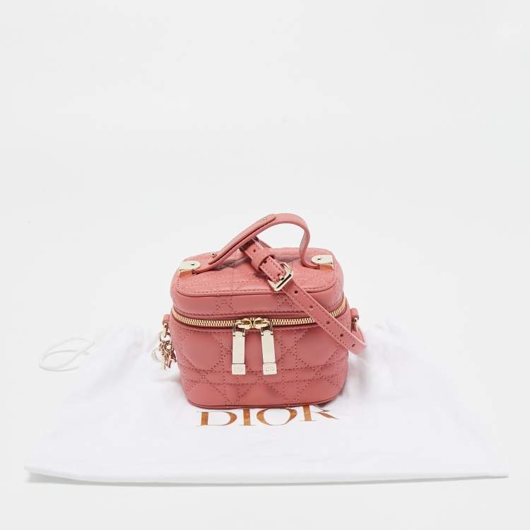 Pre Owned Dior Pink Cannage Leather Lady Dior Micro Vanity Case