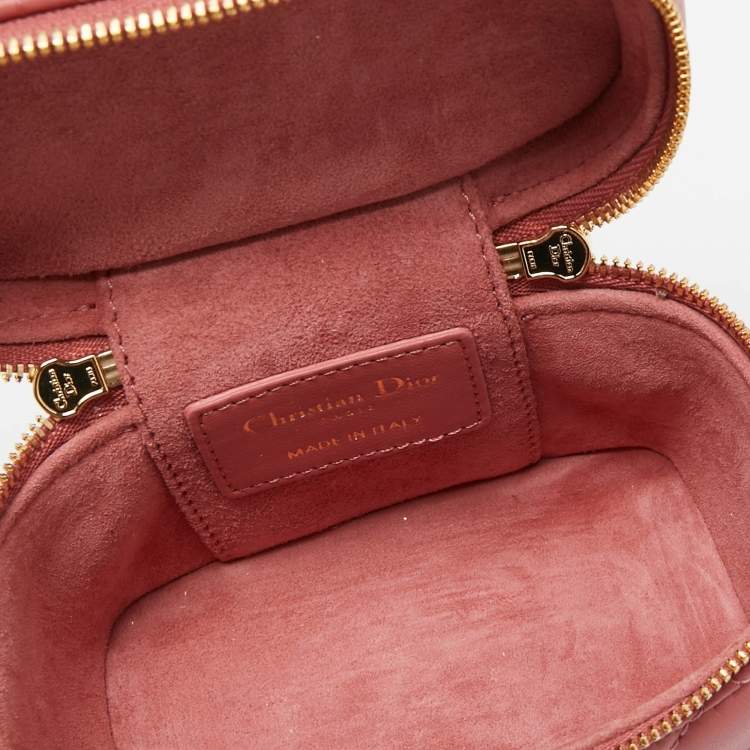 Pre Owned Dior Pink Cannage Leather Lady Dior Micro Vanity Case