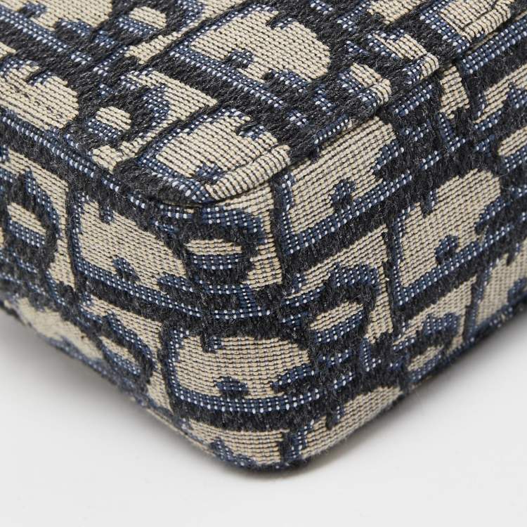 Pre Owned Dior Blue/White Oblique Jacquard Belt Pouch 