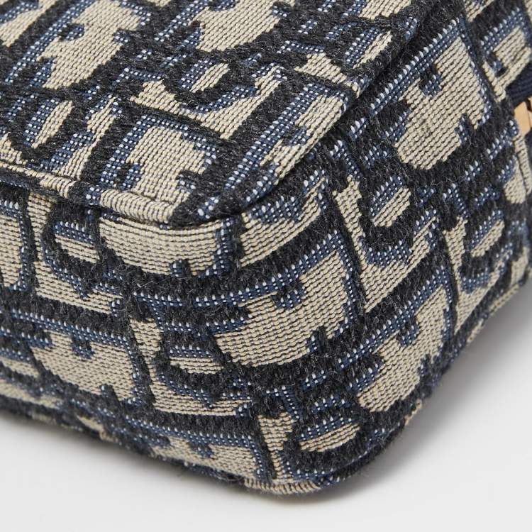 Pre Owned Dior Blue/White Oblique Jacquard Belt Pouch 