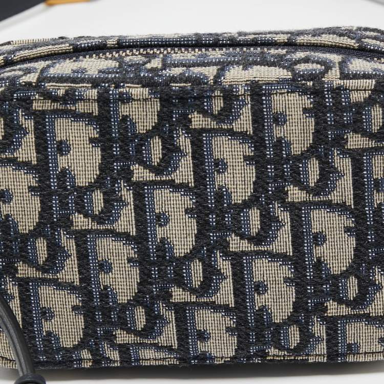 Pre Owned Dior Blue/White Oblique Jacquard Belt Pouch 