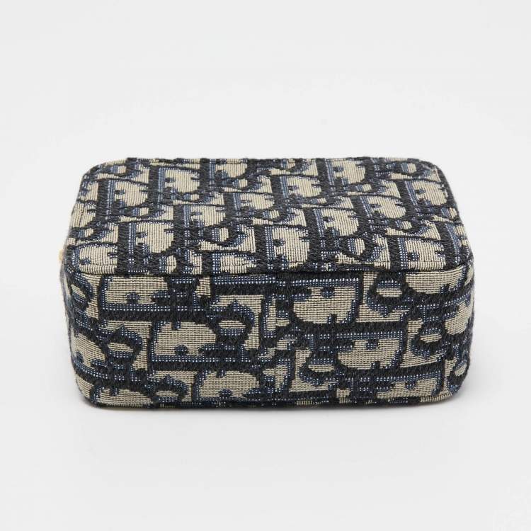 Pre Owned Dior Blue/White Oblique Jacquard Belt Pouch 