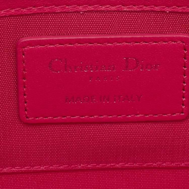 Pre Owned Dior Pink Leather Lady Dior Chain Pouch