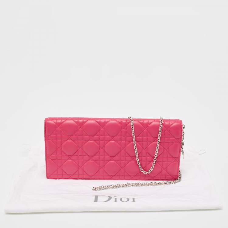 Pre Owned Dior Pink Leather Lady Dior Chain Pouch