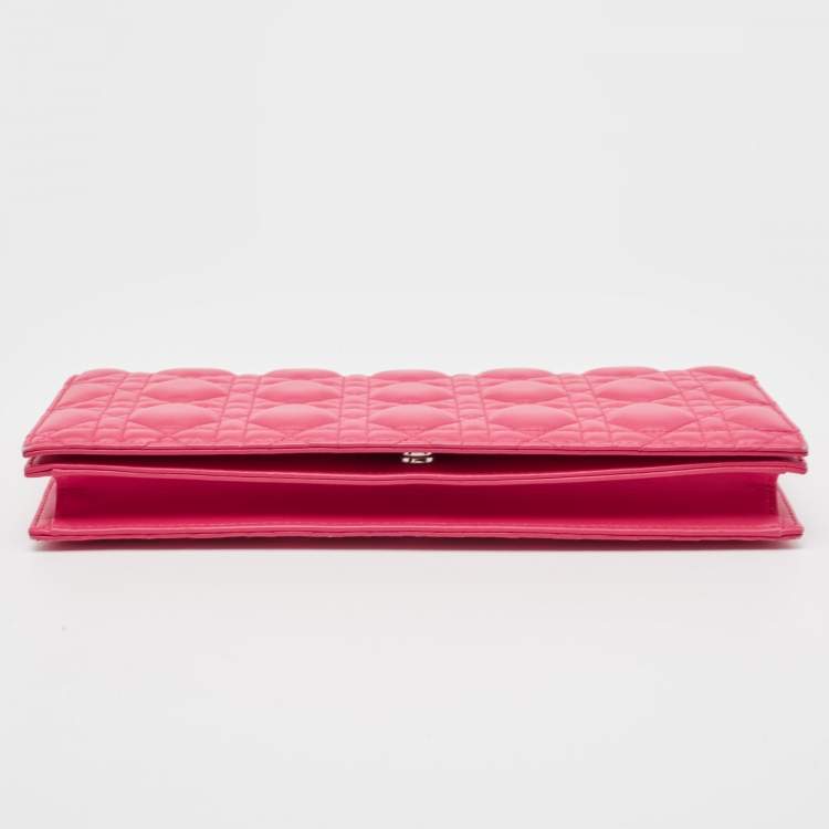 Pre Owned Dior Pink Leather Lady Dior Chain Pouch