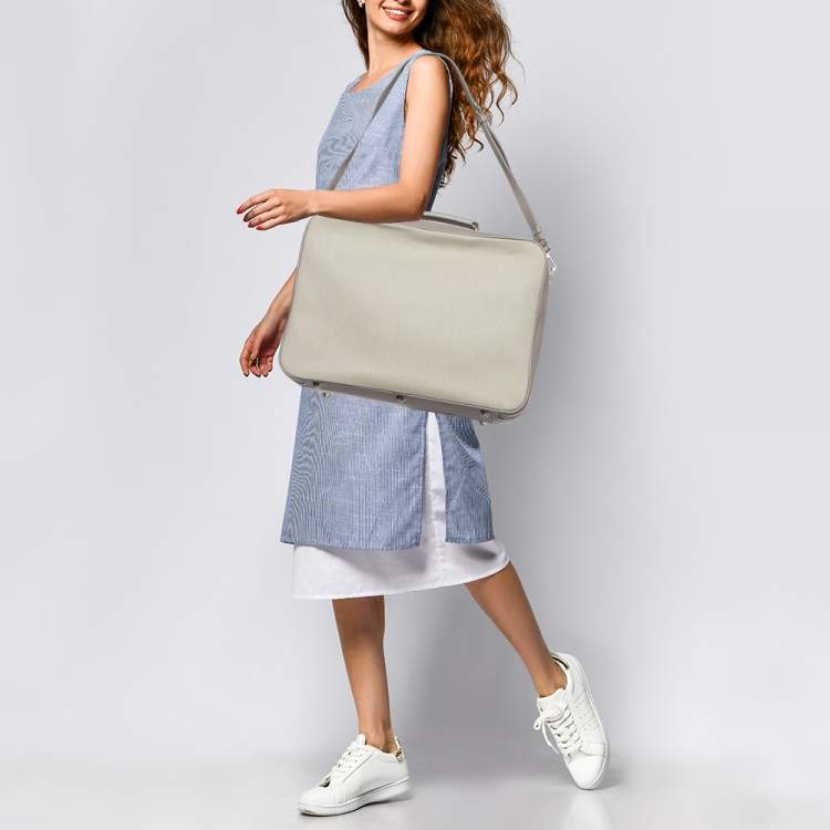 Pre Owned Dior Beige/Lilac Canvas and Leather Nappy Suitcase