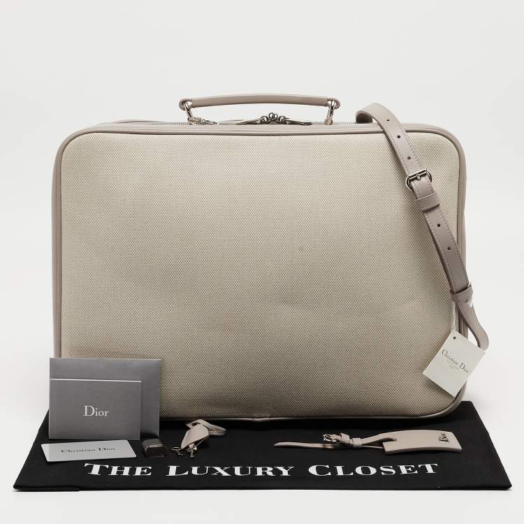 Pre Owned Dior Beige/Lilac Canvas and Leather Nappy Suitcase