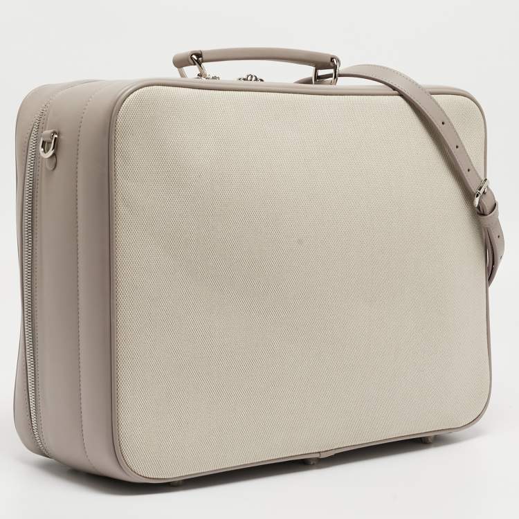 Pre Owned Dior Beige/Lilac Canvas and Leather Nappy Suitcase