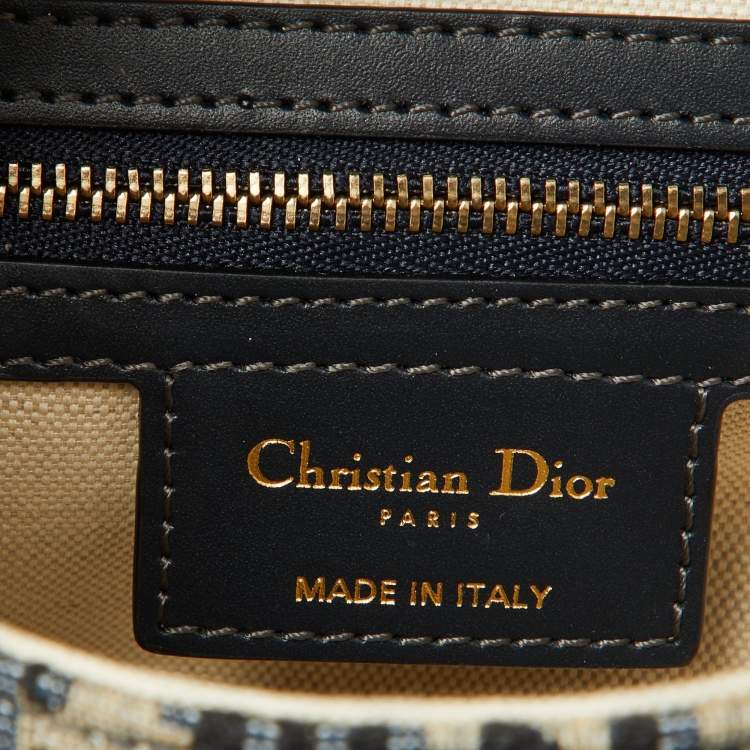 Pre Owned Dior Navy Blue Oblique Canvas and Leather Saddle Bag