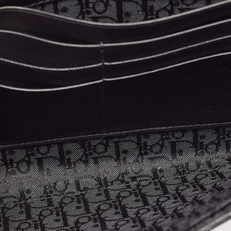 Pre Owned Dior Black/White Calf Hair and Leather Jazz Wristlet Clutch