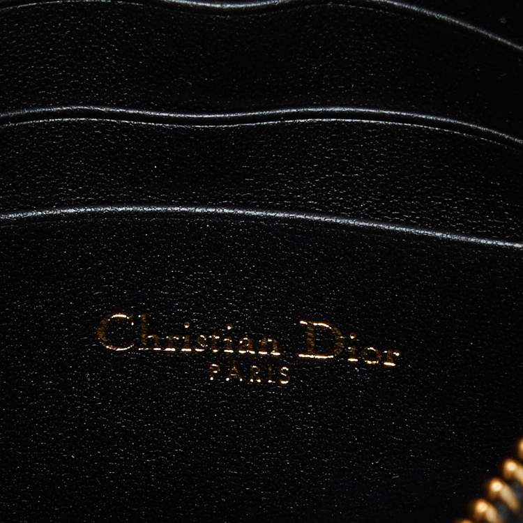 Pre Owned Dior Black Cannage Patent Leather Caro Zipped Chain Pouch