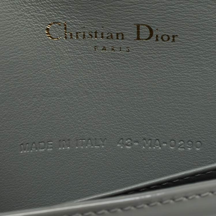 Pre Owned Dior Grey Cannage Patent Leather Lady Dior Chain Pouch