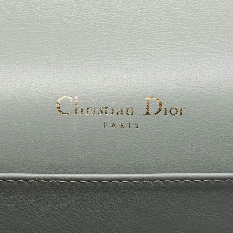 Pre Owned Dior Grey Cannage Patent Leather Lady Dior Chain Pouch